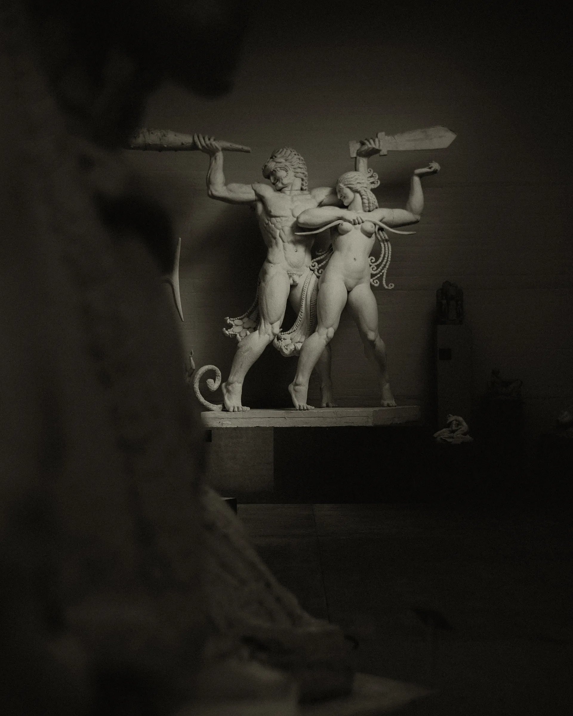 Tegner sculpture in concrete hall