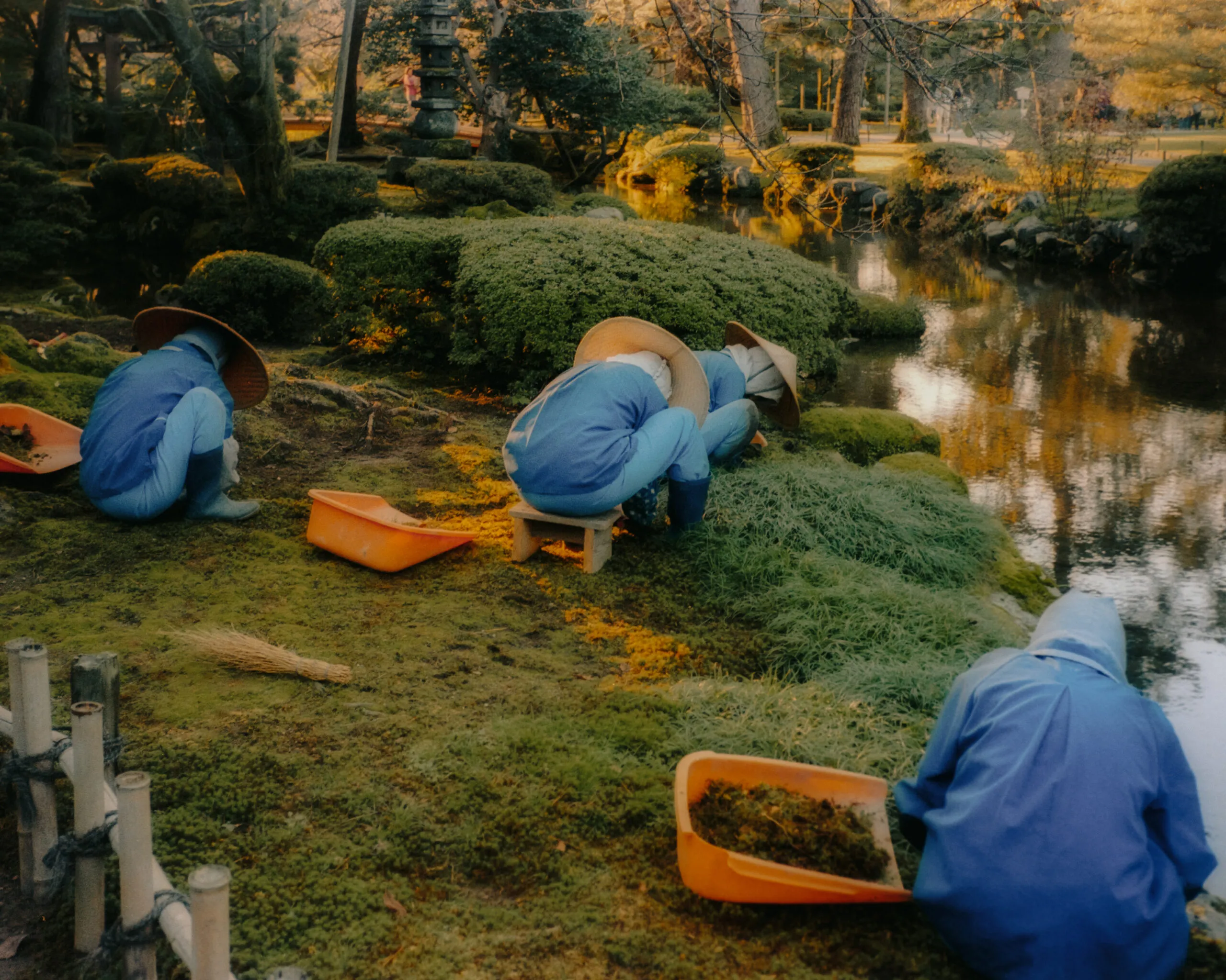 Garden artisans at work in Kenroku-en